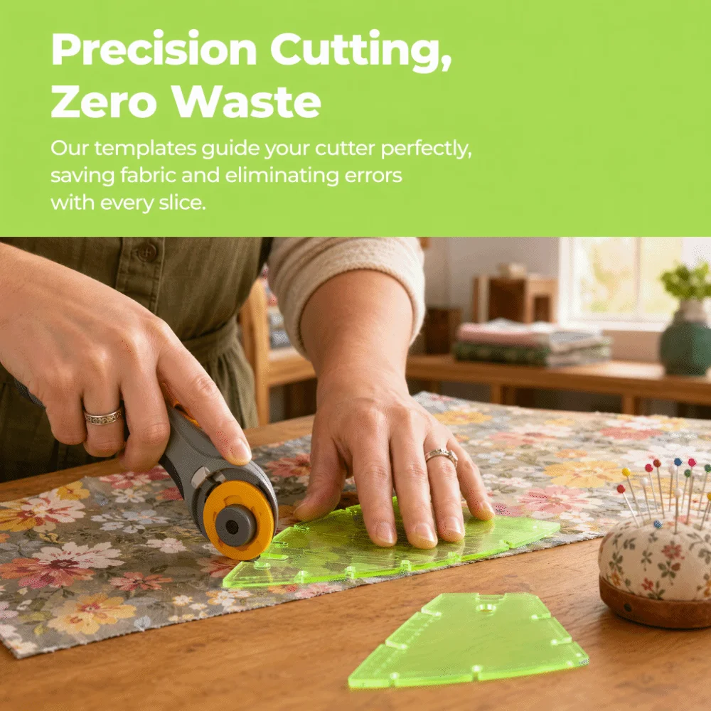5pcs-transparent-green-quilting-template-set-plastic-acrylic-multi-functional-quilt-cutting-templates-diy-quilting-ruler-kit