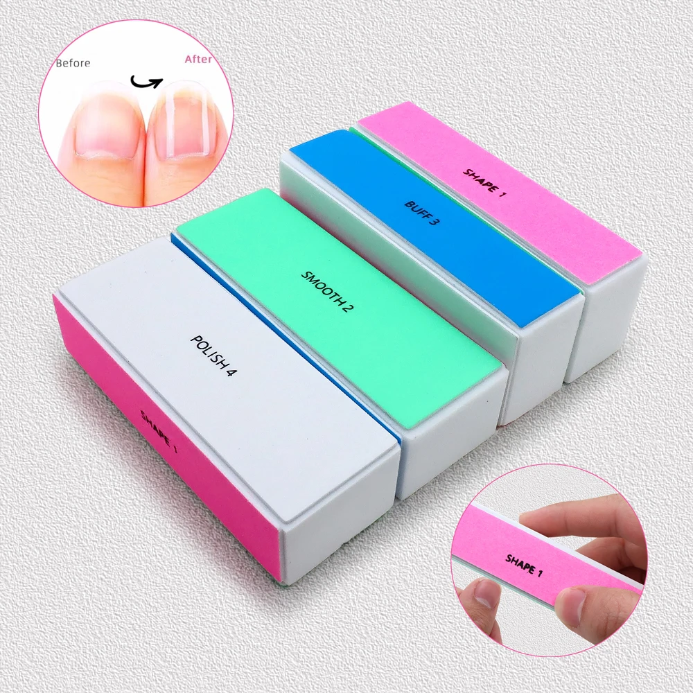 5/10pcs Nail Buffer Block 4 Step Colorful Buffing Block Shine Polishing Nail File Manicure Sanding Tools Kit Grind Natural Nails