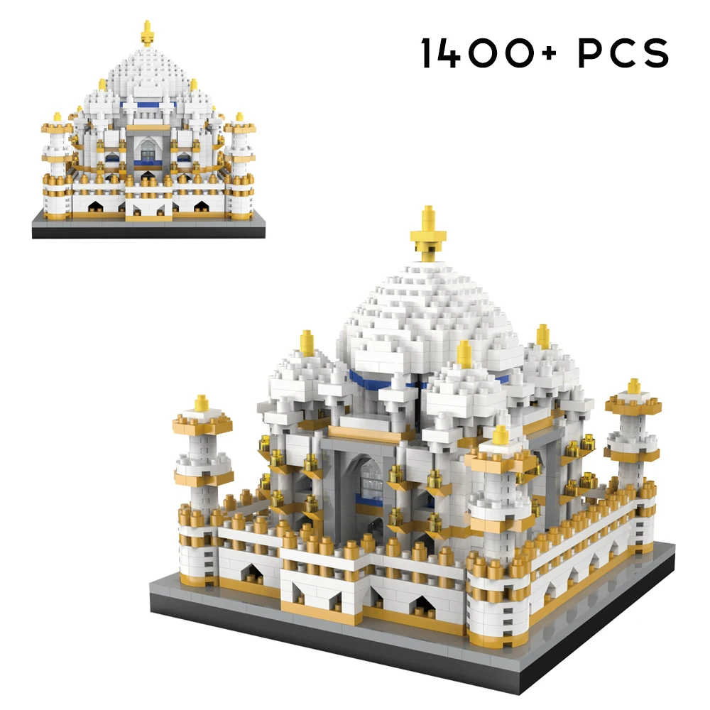 Micro Mini blocchi Taj Mahal Building and Architecture Model Set giocattoli regali per bambini e adulti famosi blocchi di riferimento Set