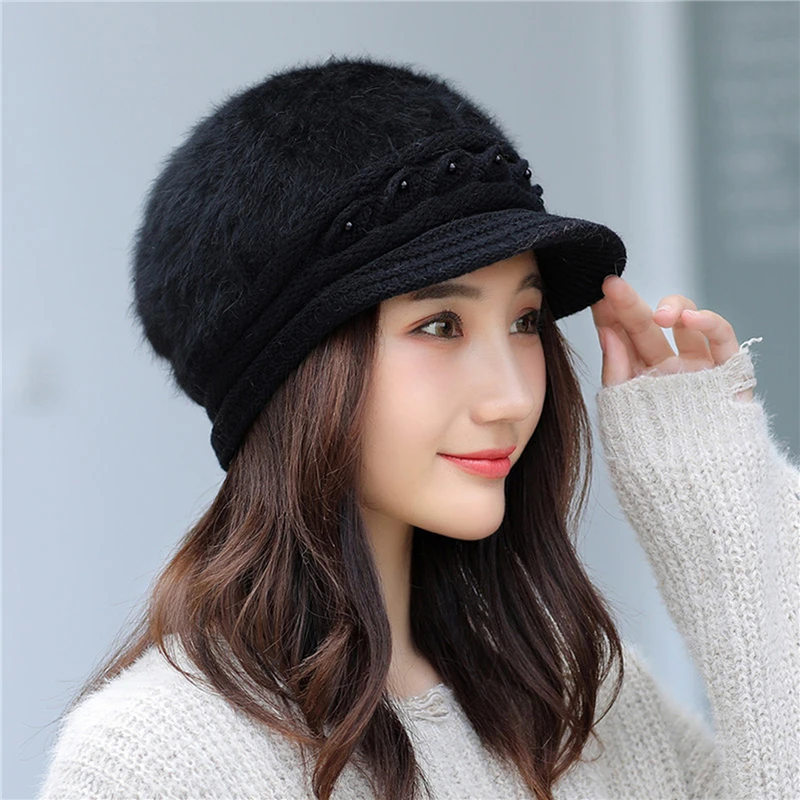 Cálidos gorros de punto para mujer, gorro de moda para Otoño e Invierno