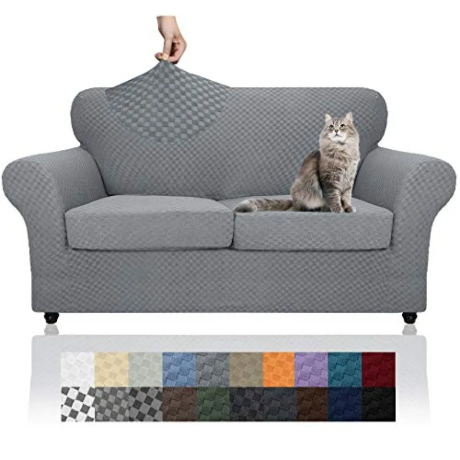 

Latest Checkered 3 Pieces Couch Covers for 2 Cushion Couch High Stretch Thickened Love Seat Sofa Cover for Dogs Pets Elastic Lo