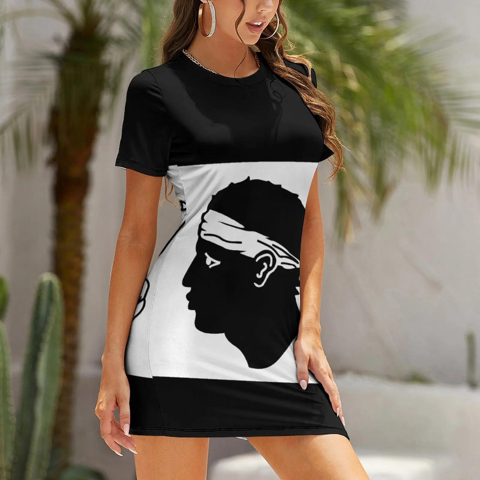 Sexy  Woman's Dress Dresses Flag of Corsica Short Sleeved Dress Casual Graphic Cocktails Funny