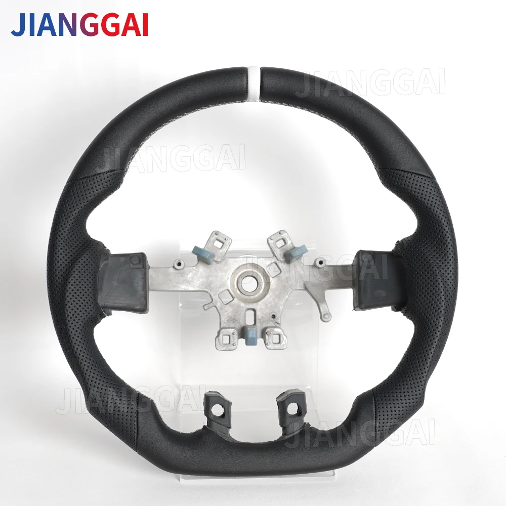 

Heated Full Leather Flat Sport Steering Wheel Fits For Dodge Ram 1500 2500 3500 2012-2018 Sport Racing Steering Wheel White Line