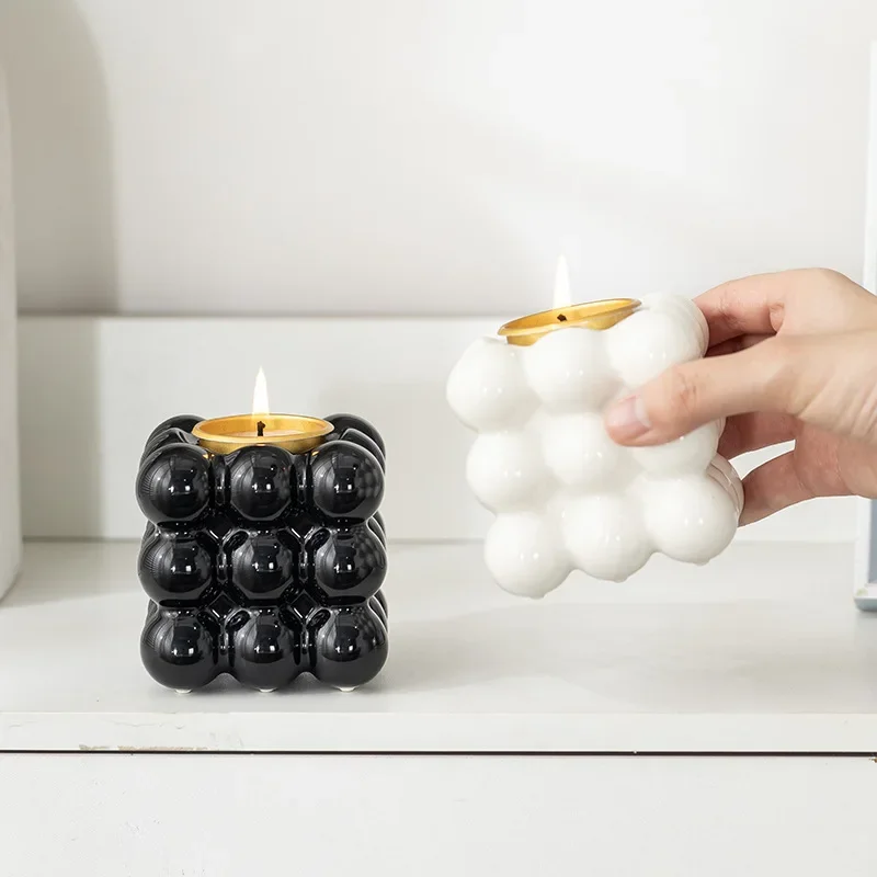 Bubble Ball Candle Holder Ceramics Desktop Candlesticks for Candles Minimalist Candlestick Wedding Centerpieces Home Decor Gifts
