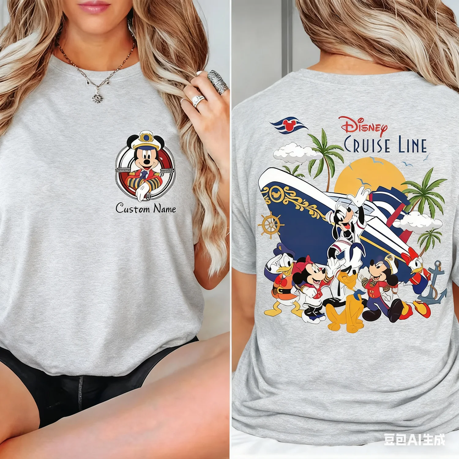 Персонализированная рубашка Disney Cruise Mickey and Friends, футболка унисекс Disney Wish в комплекте из трикотажной ткани детского размера из чистого хлопка