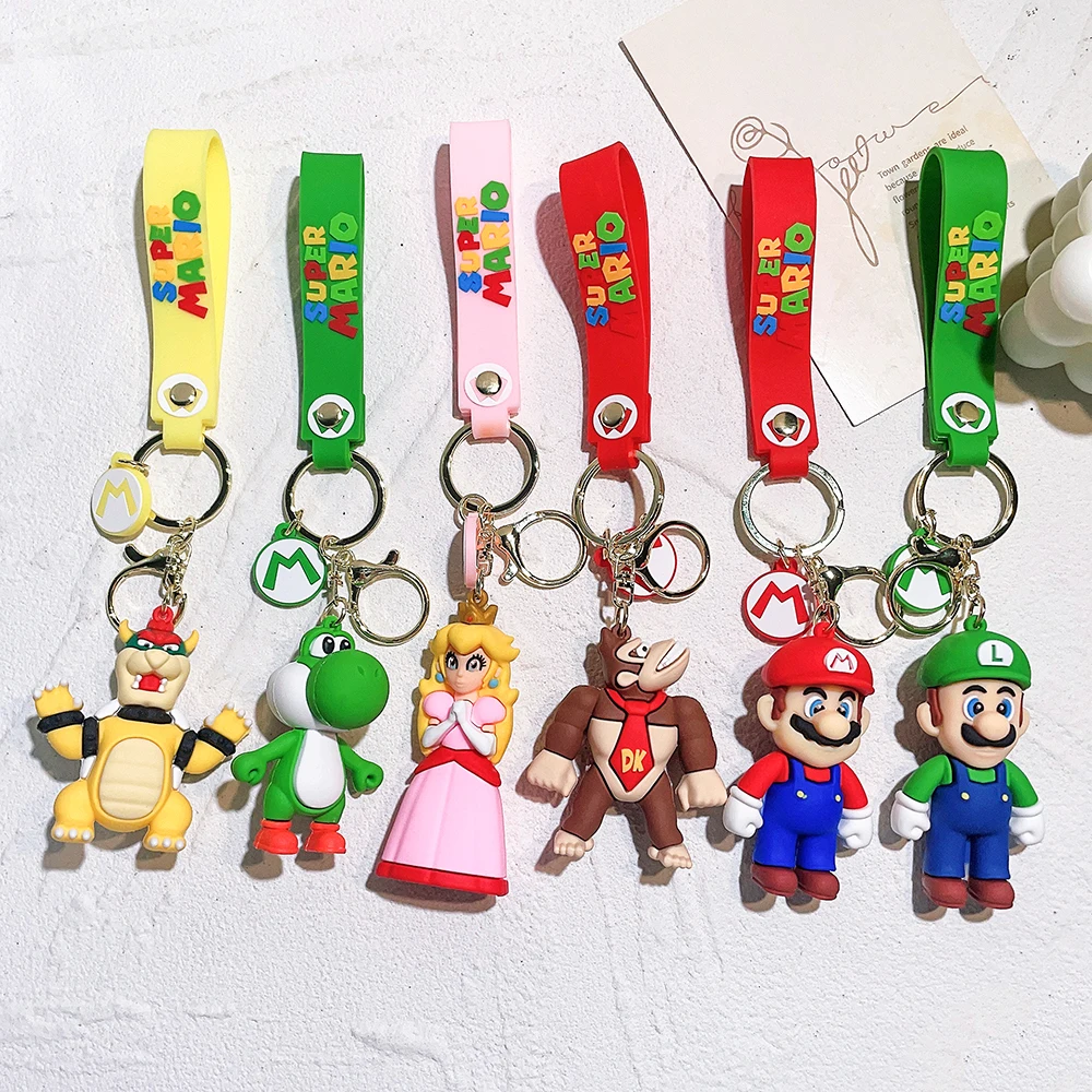 Set 24Pcs Super Mario Bros Keychain Action Figure Pendant Cute Cartoon Character Toy Doll Model Decoration Kid Birthday Gift image 2