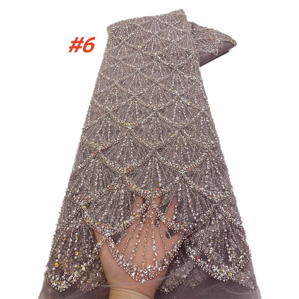 

Африканская кружевная ткань с блестками, 5 ярдов, высокое качество, французская нигерийская кружевная ткань для жениха, расшитая бисером, для шитья платья, свадебной вечеринки