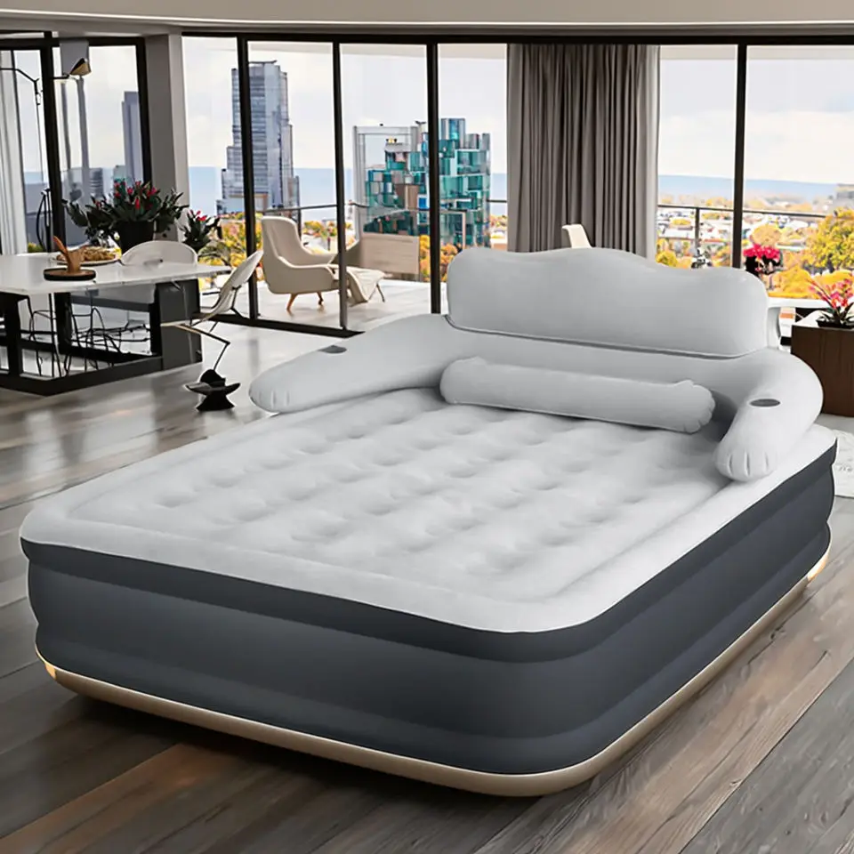 

Folding Luxury Double Auto Inflated Air Mattress Bed Hypoallergenic Built-in Pump Modern Design Bedroom Hotel Use Made Fabricpro