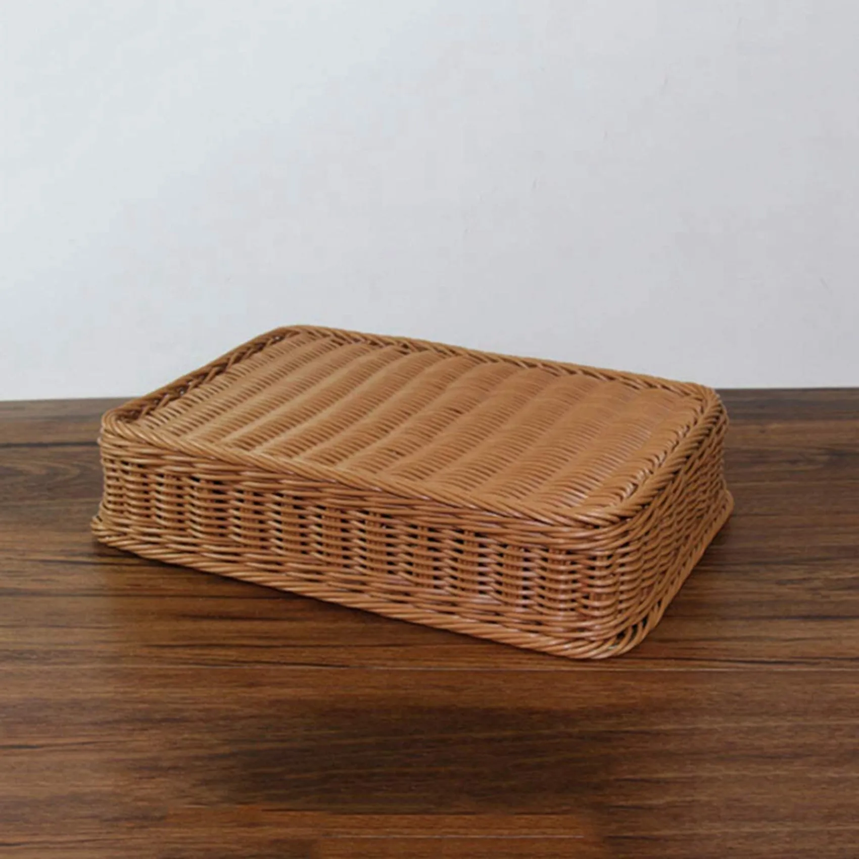 A36T-2X Kitchen Drawer Organizer Cutlery Storage Basket 4 Compartments Kitchen Forks Knifes Rattan Storage Tray