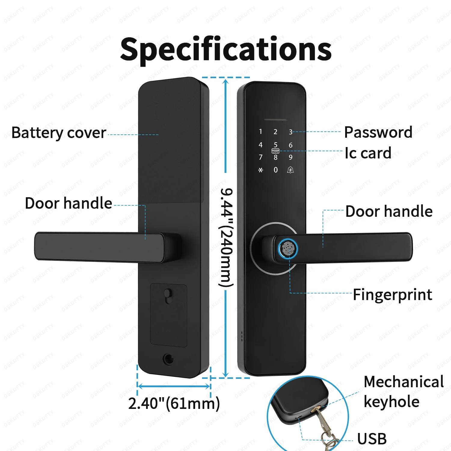 DSKDFTY Tuya Wifi Digital Electronic Lock Fingerprint Smart Door Lock Remote Unlock for Home House Apartment