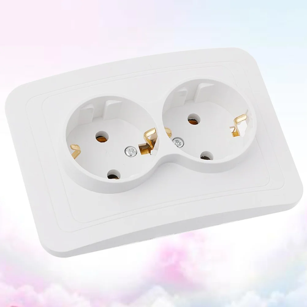 

2 Port 250V 16A European Power Socket German Type Wall Socket Electrical for Laptop Tablet Mobile Devices Home Use White
