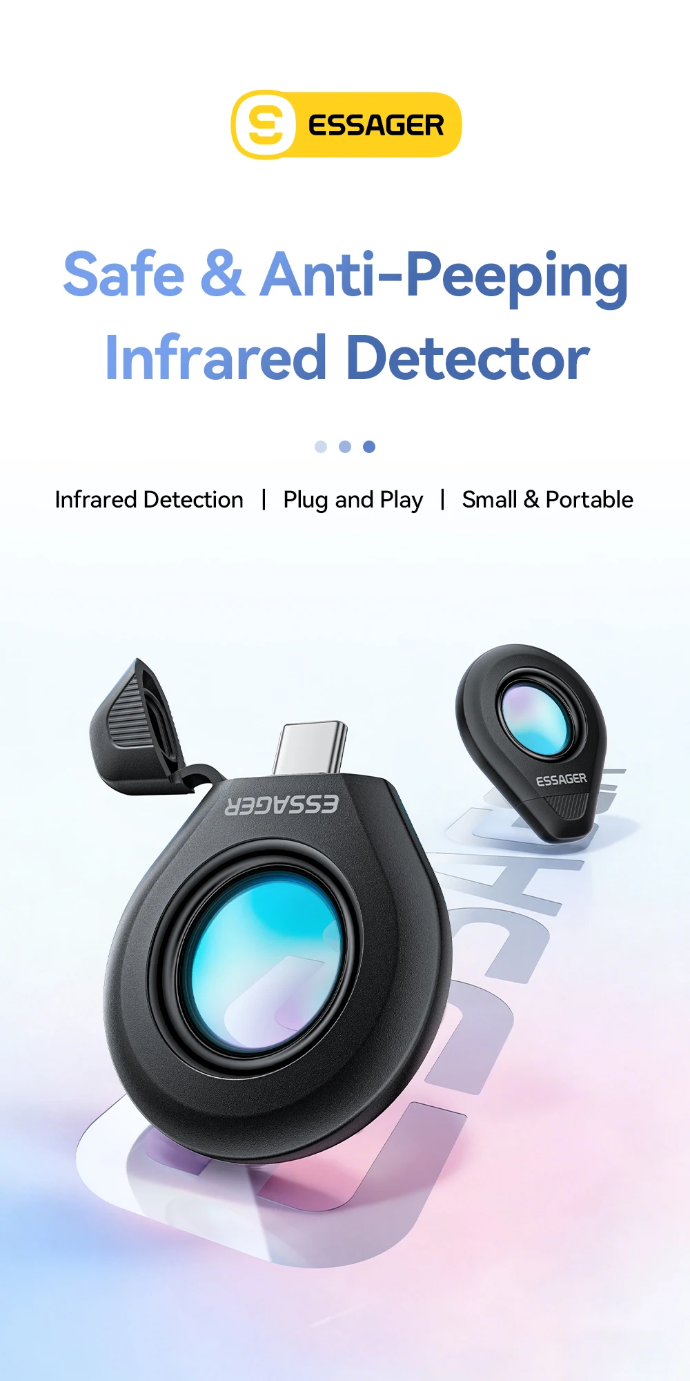 Essager Infrared Camera Detector Anti Peeping Lens Finder Spy Gear For Travel Hotel Security Protection Hidden Camera Detection