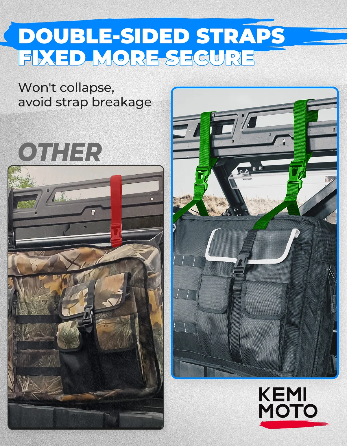 UTV 900D Double Gun Roll Cage Soft Storage Bag For Hunting Compatible with Polaris Ranger for Yamaha for Kawasaki Black