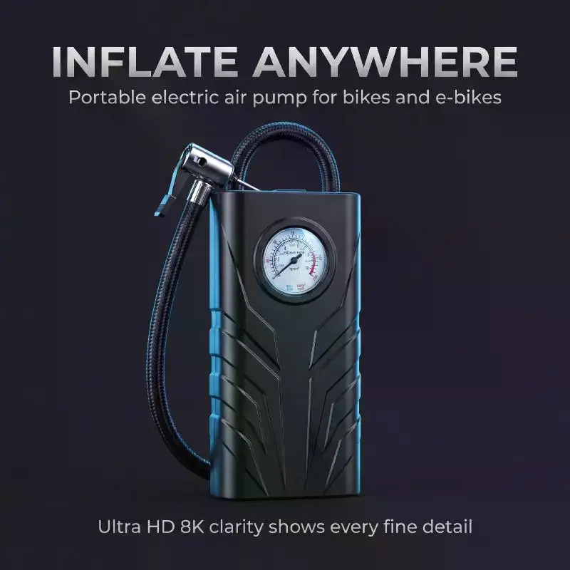 Wireless Handheld USB Rechargeable Air Pump: Automatic Shut-Off Bicycle Car Tires Pressure Monitor