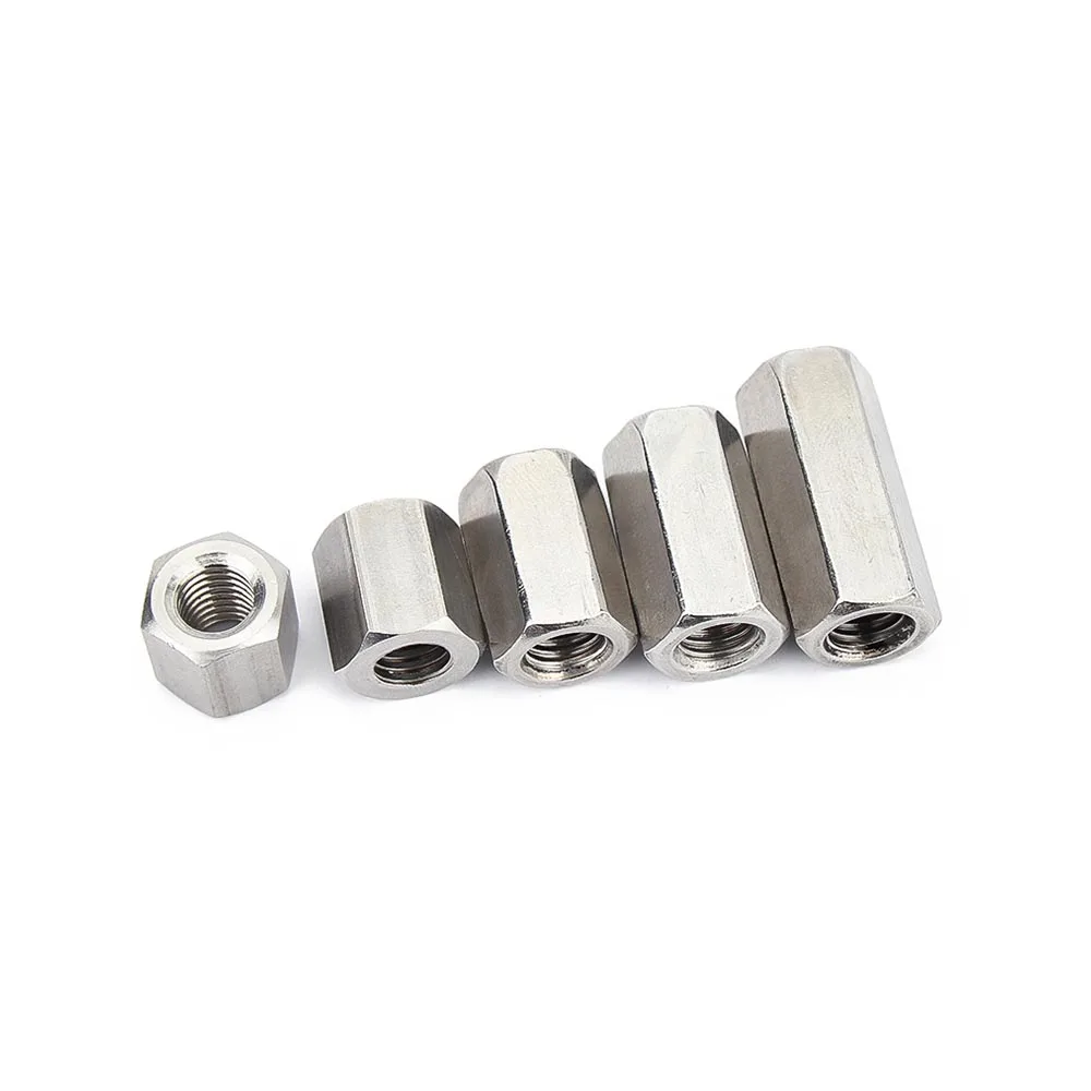 1/5pcs 304 Stainless Steel Extra Long Thickened DIN6334 Hex Coupling Nut, Stud Connecting Nut M3-M10‌