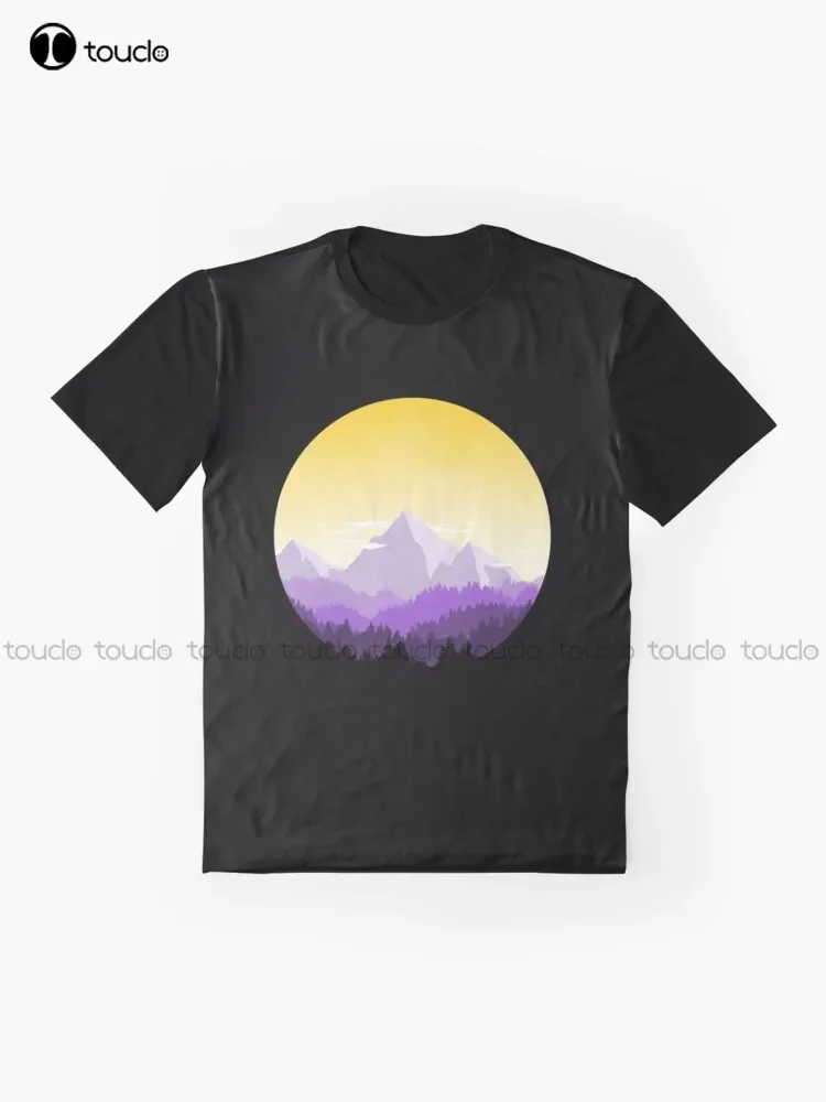 Enby Range Circle (Subtle Non-Binary Flag Landscape) Graphic T-Shirt Aldult Teen Unisex Digital Printing Tee Shirts