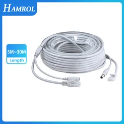 HAMROL RJ45 + DC Power Extension Ethernet CCTV Cable Optional 2.1mm/5.5mm jack 5M/10M/20M/30M Cable For IP Cameras NVR System