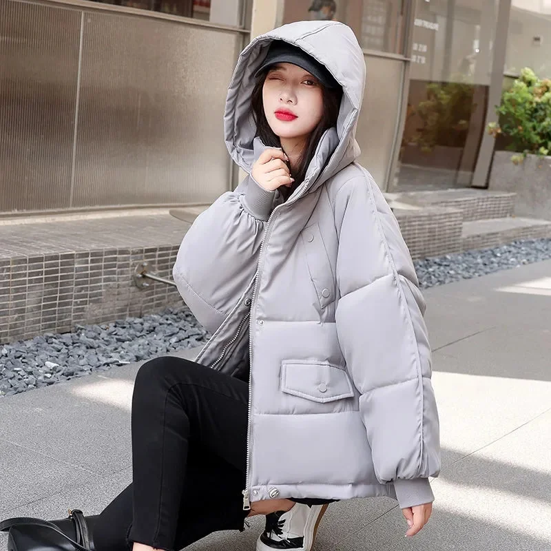 

2023 New Thickened Bread Clothing Short Down Coat Cotton-Padded Jacket Female Korean Version Loose Warm Coat Autumn Winter