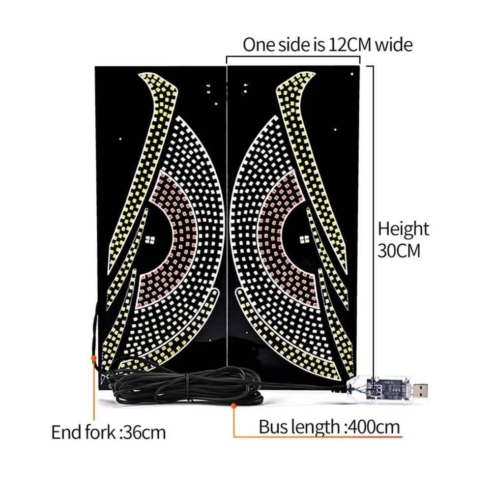 LED Devil Eyes Light Vehicle Signal Lights Warning 11 Modes Strobe Light USB Plug-in Matrix Panel Decorations for Car Windshield