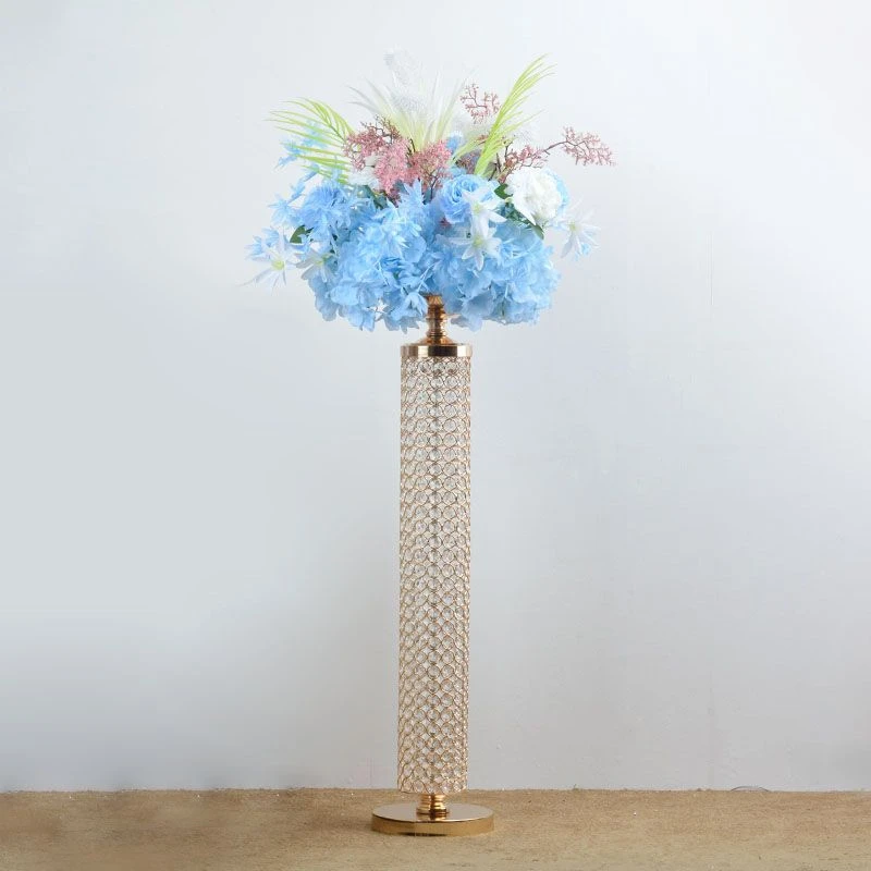 IMUWEN Wedding Table Centerpiece 31Inches Tall Crystal Road Lead Pillar Flower Rack Event Party Decoration