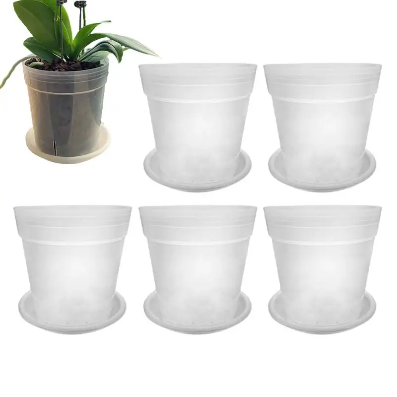 

Clear Flower Pots Hydroponic Gardening Pots with Drainage Holes Self Watering Pots for Vegetables Flowers Home Garden supplies