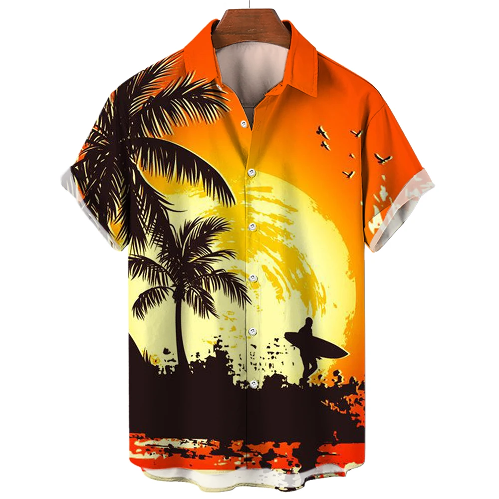 Surfing Beach Shirts Men Women Fashion Hawaiian Casual Blouse Men's Clothing Mens Vocation Lapel