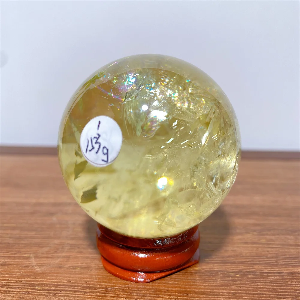 

Healing Natural Crystal Brazil Rainbow Smokey Citrine Quartz Sphere Polished Ball High Quality Precious Home Decoration Gift