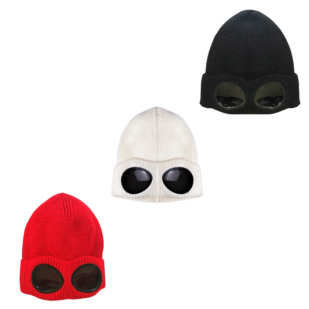 

Outdoor Windproof Goggles Ski Hat Unisex Solid Color Knitted Hat Thick Plush Inner Bottom Autumn and Winter Rolled Edge Hat