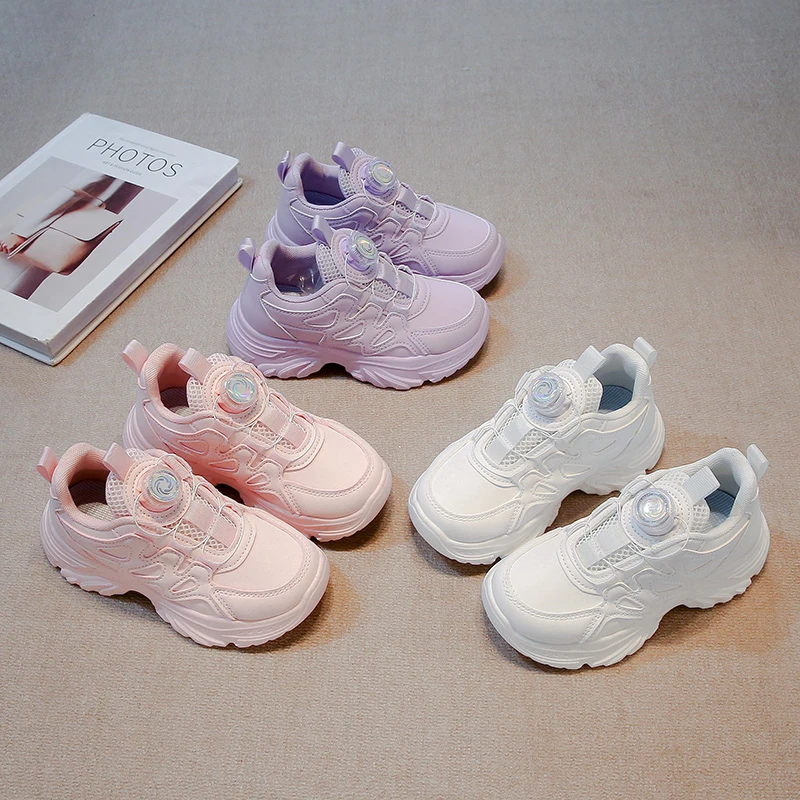 2025 جديد الاطفال احذية الجري الدورية زر الأطفال أحذية رياضية شبكة تنفس العلامة التجارية الجديدة الأطفال أحذية رياضية سميكة مريحة #6