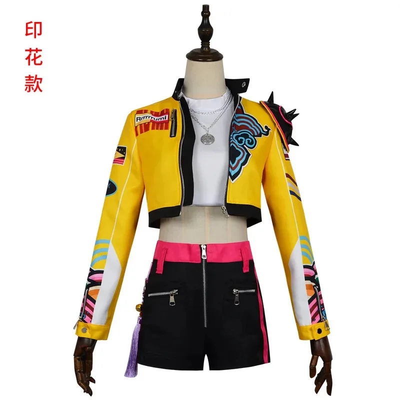 CyHuntrix Group Rumi أزياء تنكرية للصيادين الشيطان رومي معركة موحدة شعر مستعار معطف أقراط إكسسوارات حفلة الهالوين الزي فتاة