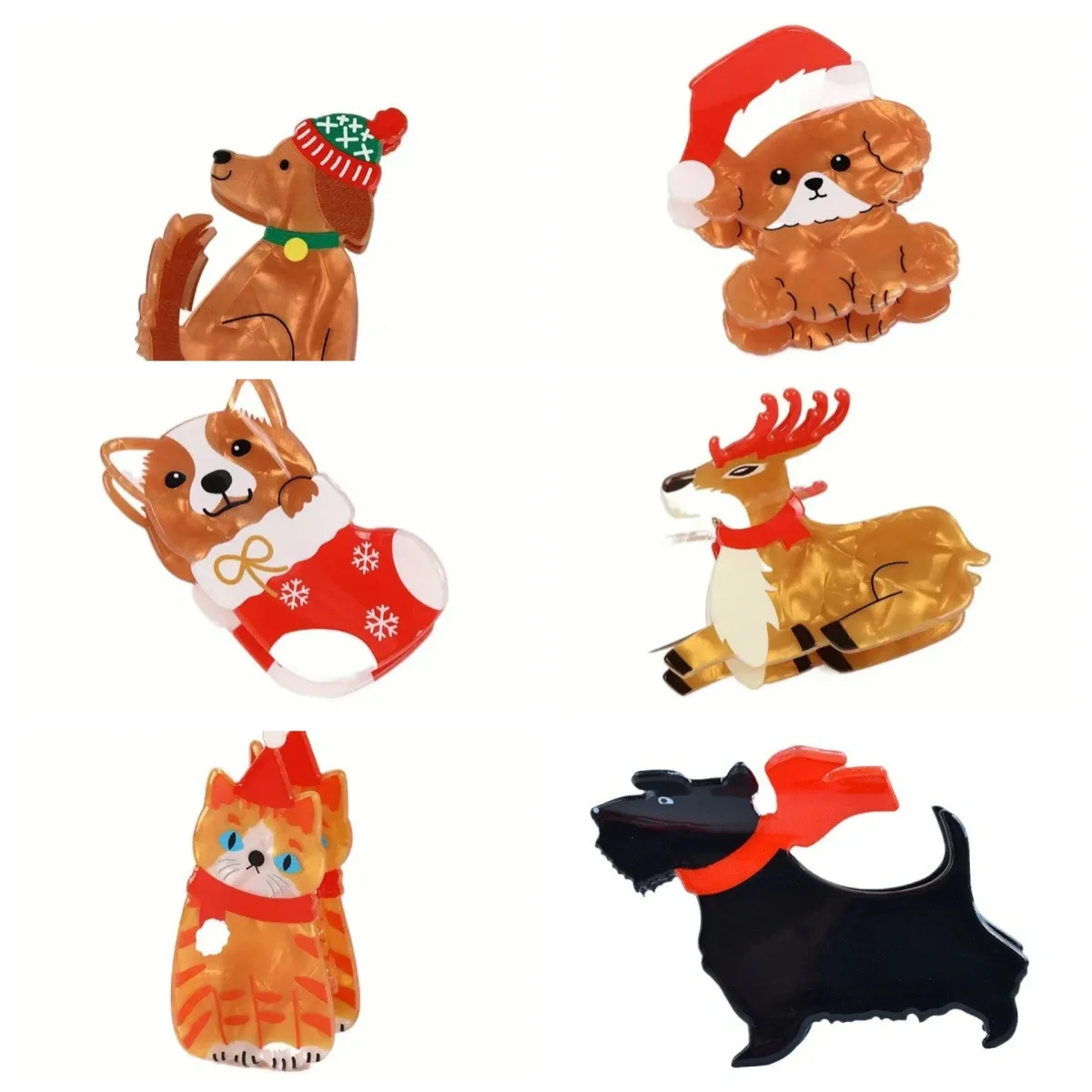 

Cartoon animal grab clip hairpin ponytail clip golden retriever big orange cat crab Christmas elk hair accessories gift female