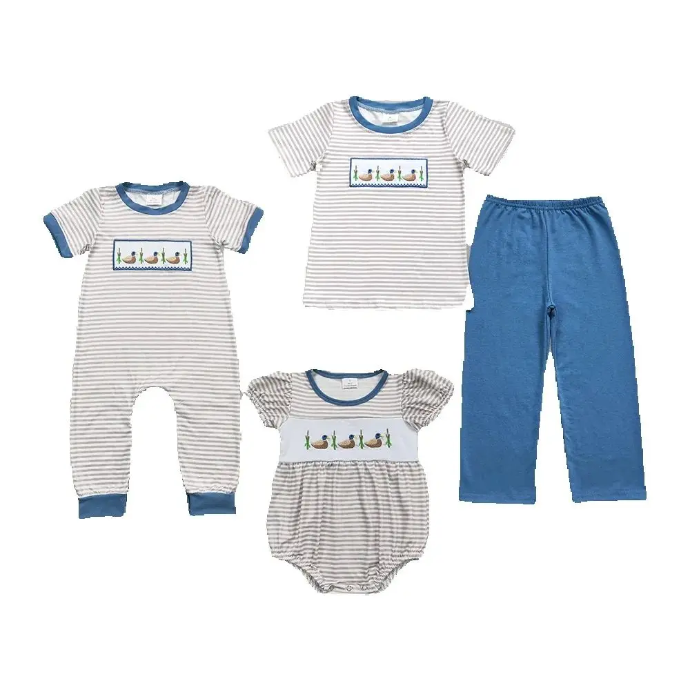 

Baby Boys Girls Duck Short Sleeve Shirt Pants Rompers Sibling Clothes Sets