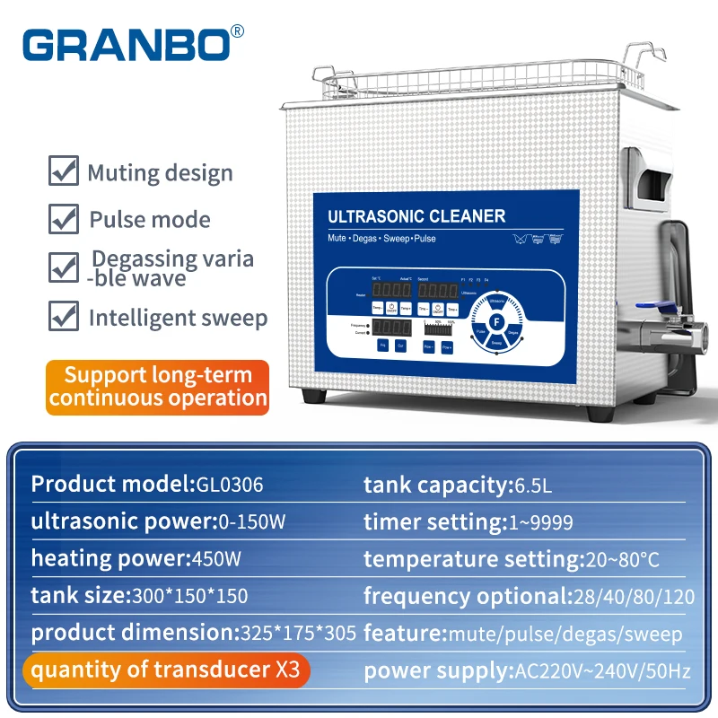 Ultrasonic Cavitation Machine Digital Timer Cleaning for Glass PCB Jewelry Eyeglass Dental Ultrasonic Cleaner