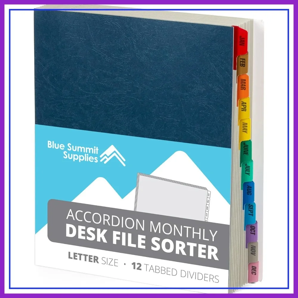 

Expanding Monthly File Organizer, Letter Size 12 Month Folder with Dividers, Paper Sorter for Desk Documents