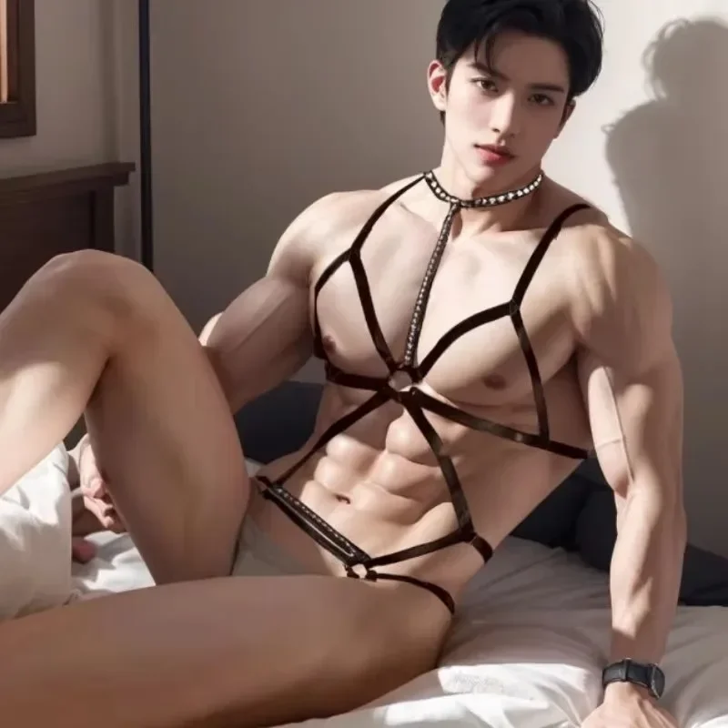 رجل الجسم تسخير حجم كبير مثلي الجنس الذكور الوثن سيسي مجموعة الملابس الداخلية مطاطا عبودية لعبة الجنس BDSM الزي Femboy مثير كلوبوير زي #3