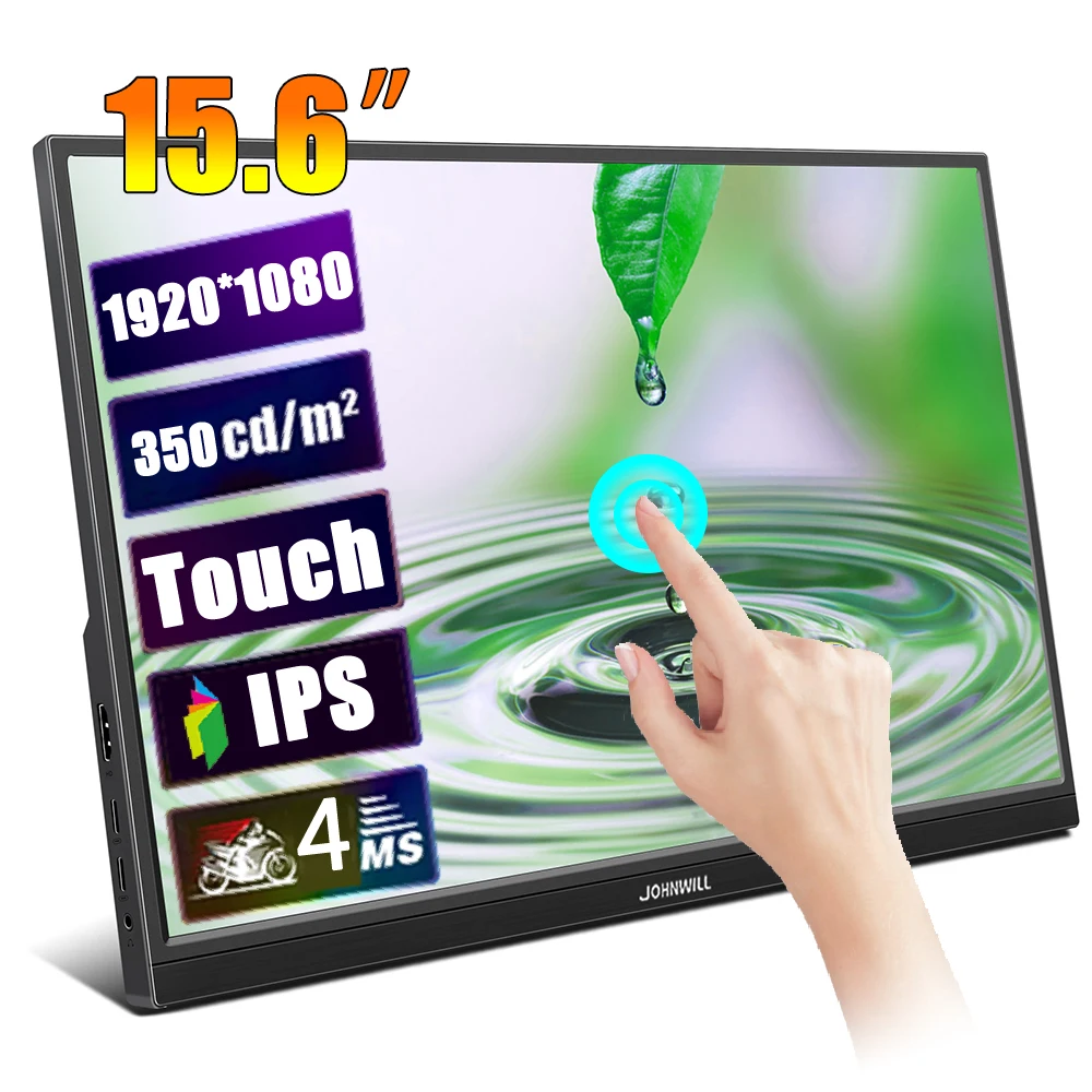 Computer Monitor 15.6inch 1920X1080 Portable Monitor HD IPS Panel LCD Touchscreen Type-C HDMI-Compatible For Switch Xbox Laptop