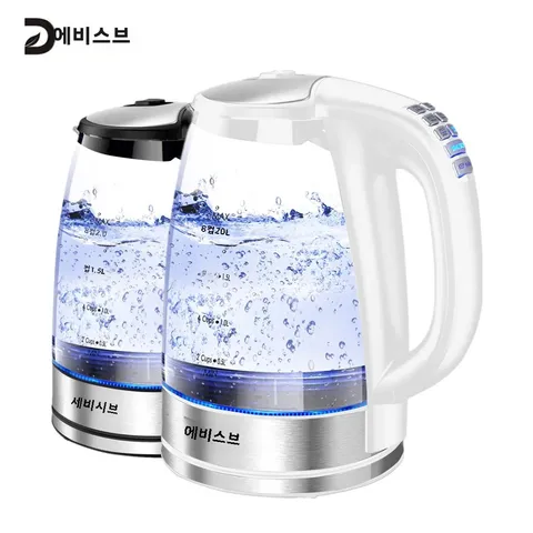 DEVISIB 2.0L 전기 유리 주전자 - 2200W 빠른 끓이기, 온도 조절, 4시간 보온, 자동 전원 끄기 및 건조 보호 기능, 커피, 차 및 뜨거운 물에 완벽