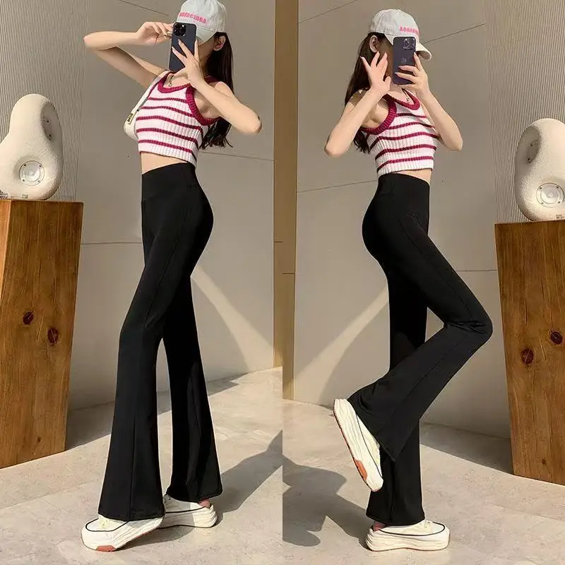 Sexy Women High Waist Slim Flared Pants Solid Leggings High Elastic Hip Liftting Pants Outdoor Trainning Fashion Yoga Tights
