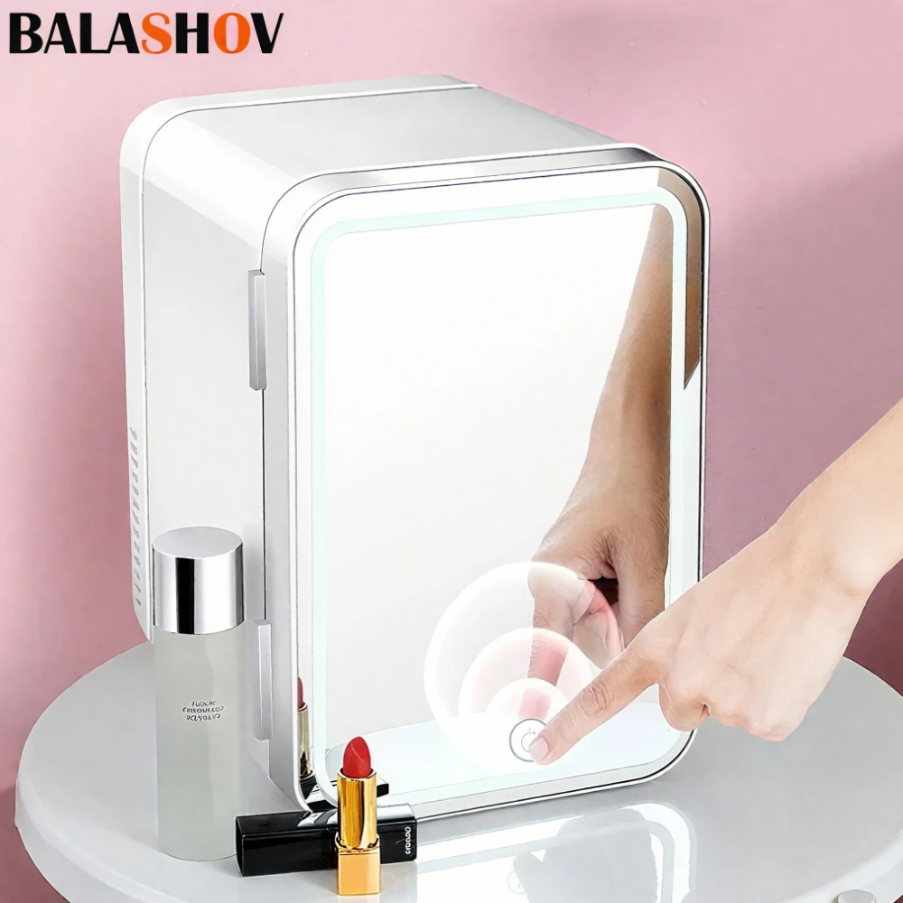 Mini refrigerador para acampar, cosméticos, refrigeradores portátiles de espejo pequeño de 4L para la habitación, dormitorio de estudiantes, maquillaje, hogar y coche de doble uso