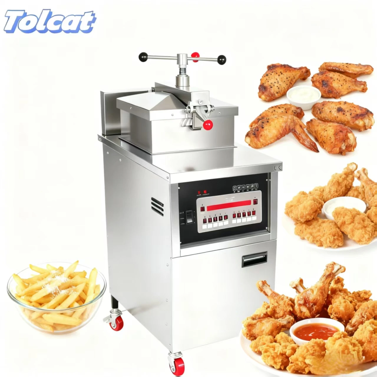 Commercial Vertical Computer Control Electric Fryer 2 Tanks 2 Baskter Freestanding  Deep Fryer