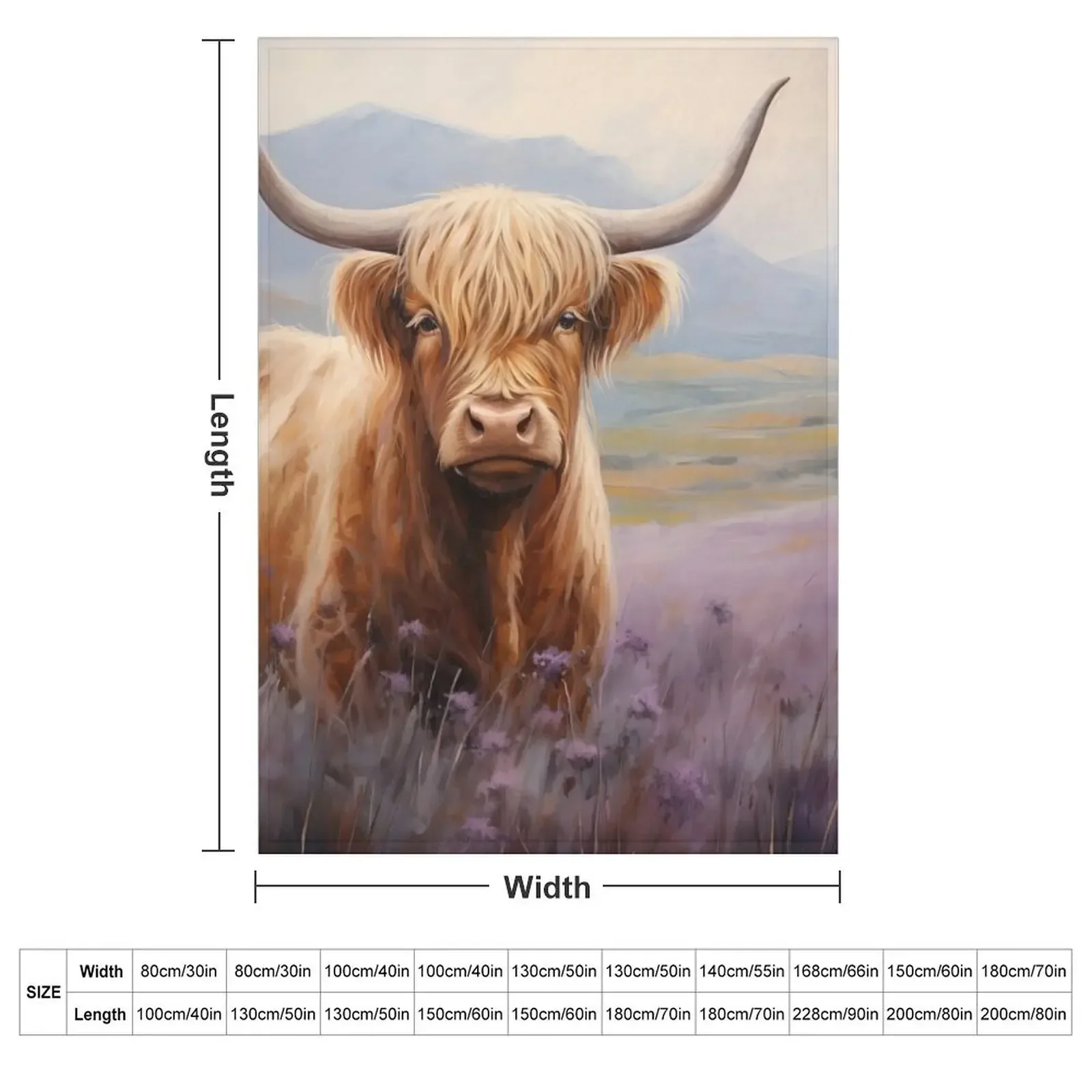 Scottish Highland Cow in Heather Throw Blanket Hairys Bed Hairy blankets ands anime Decoratives Blankets