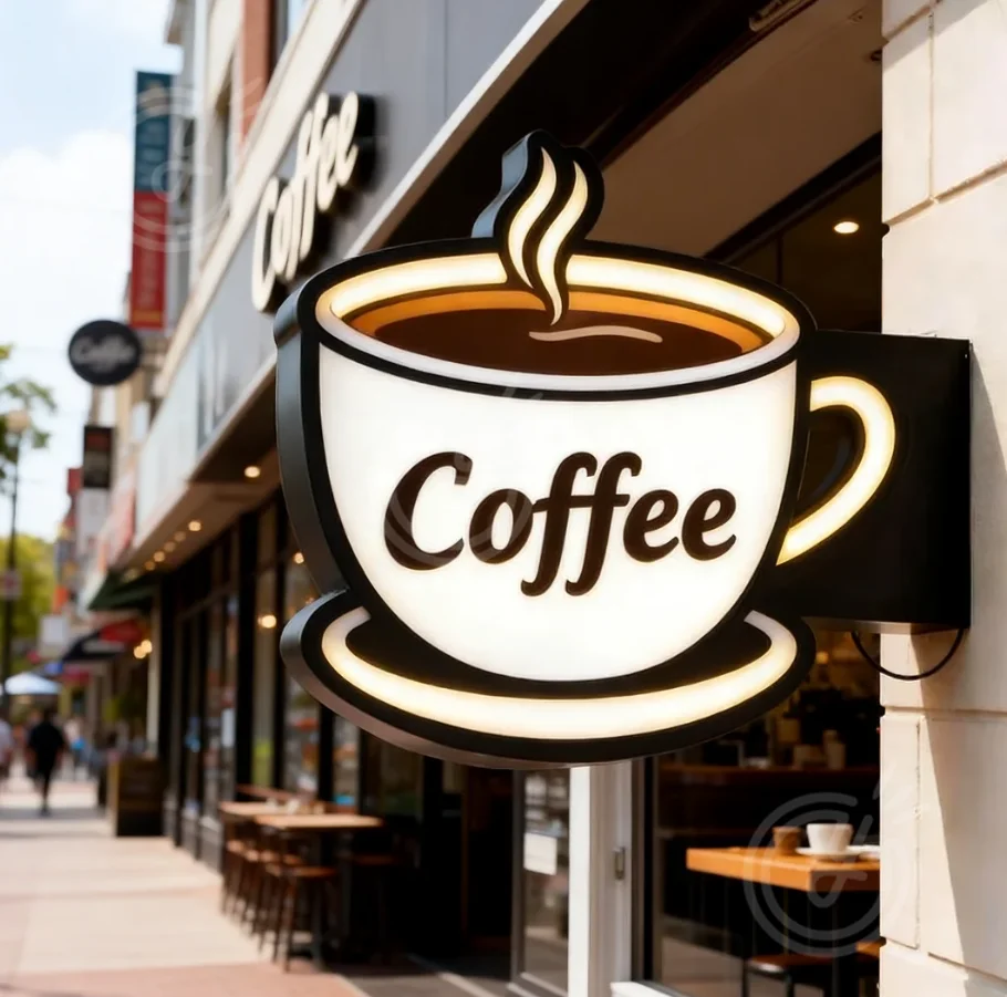 

Custom LED Sign LightBox Advertising Double-sided Signage Mounted Exterior Art Wall Deco Coffee Outdoor Business Logo Waterproof