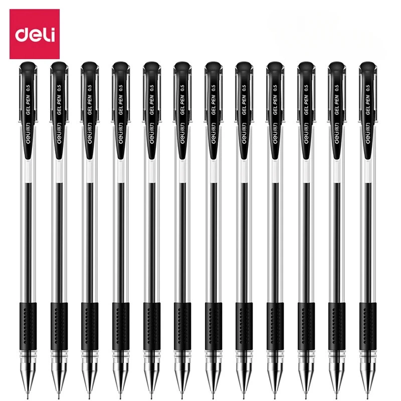 Deli Hot Selling Ballpoint Pen Signing Pen Office Supplies for Students, Black and Red, 12 Pack per Box