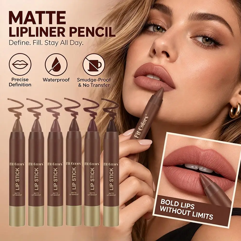 Velvet Matte Lipstick Crayon Waterproof Long Lasting Lip Liner Pencil Nude Brown Chocolate Tint Makeup Cosmetics Contouring