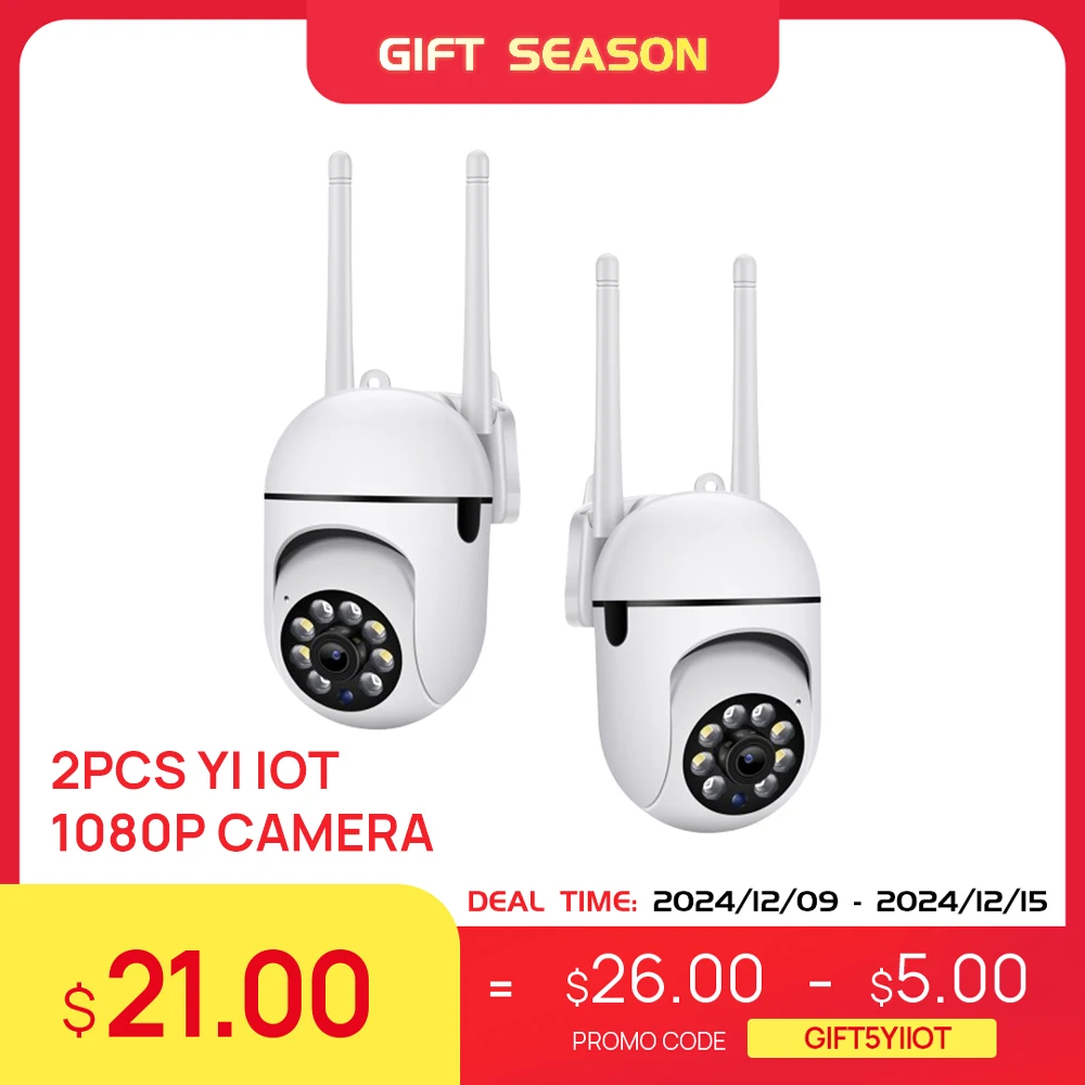 1080P Security Cameras Pack YI IoT 2.4GHz WiFi, 355° Panoramic, Auto-Tracking, Human Detection, Smart Home Solutions for Indoor