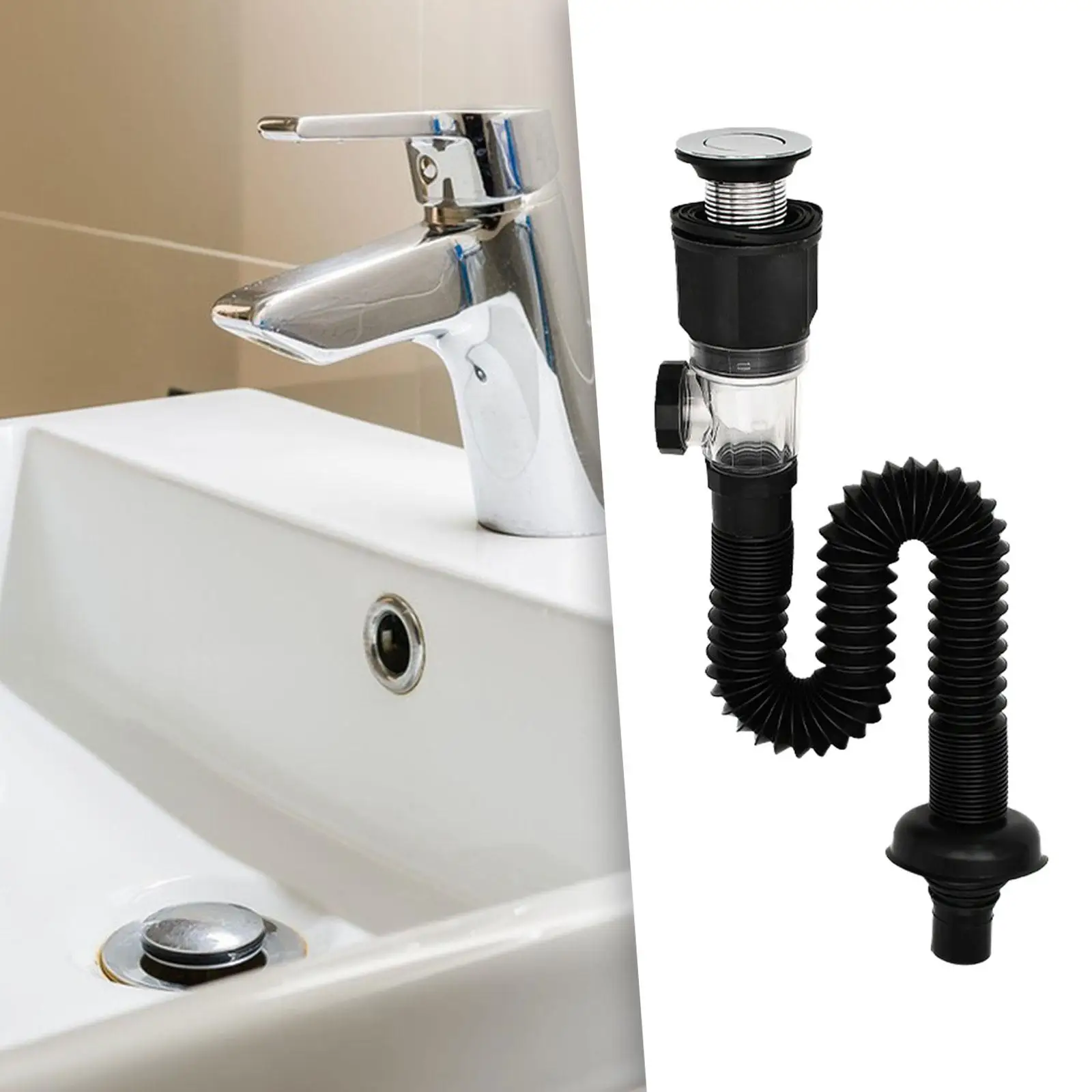 Kitchen Sink Drain Pipe, Sink Sewer Pipe, Flexible Expandable Drain Hose, Drain