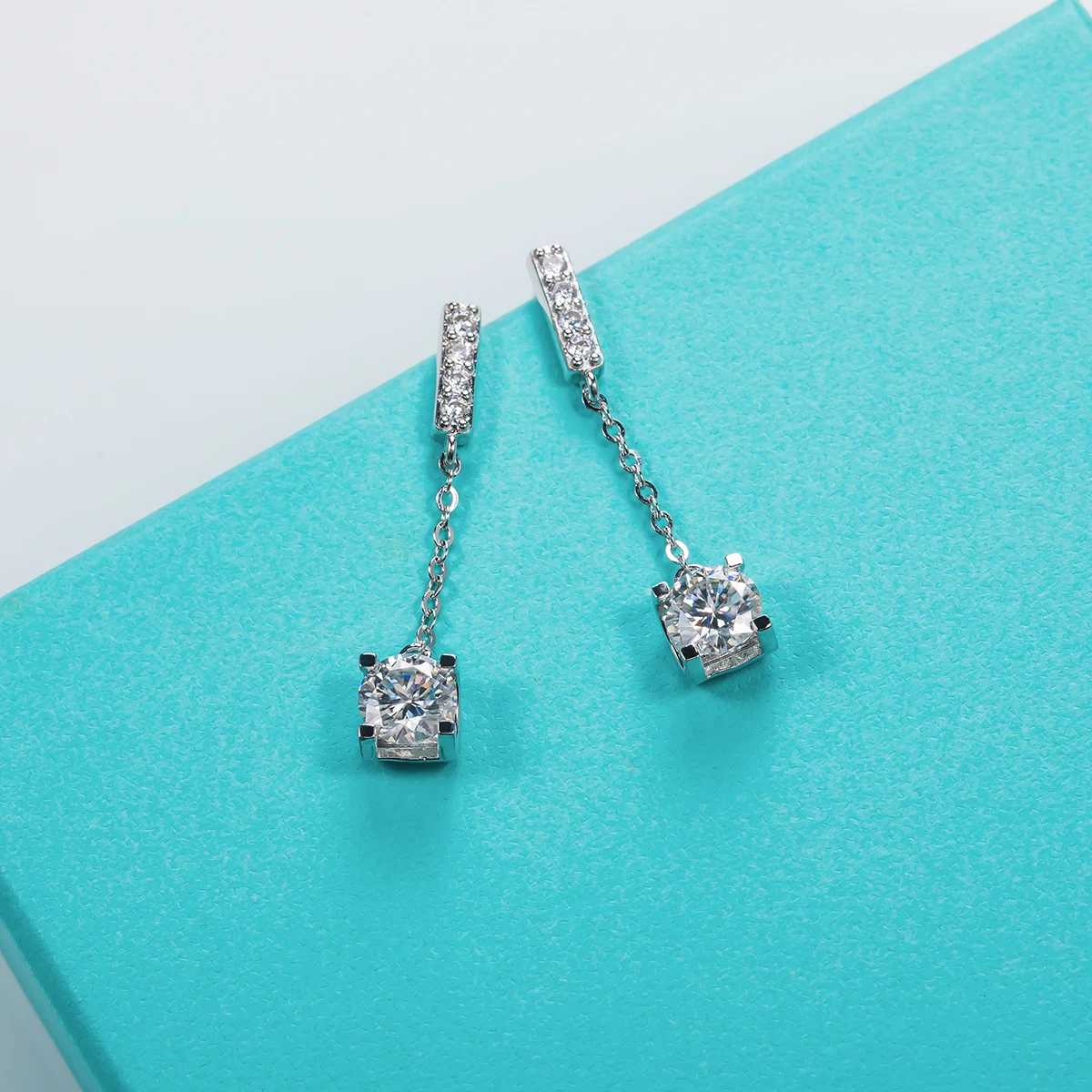 AnuJewel 1 Carat D Color Moissanite Diamond Classic Earrings 18K White Gold Plated Charm Earrings For Women Jewelry Wholesale