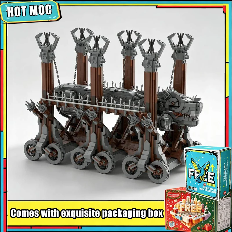 3602PCS MOC Medieval Castle Siege Ram Wolf Head Model Custom Building Blocks Standard Size Brick Set Creative Assembly Toy Gift