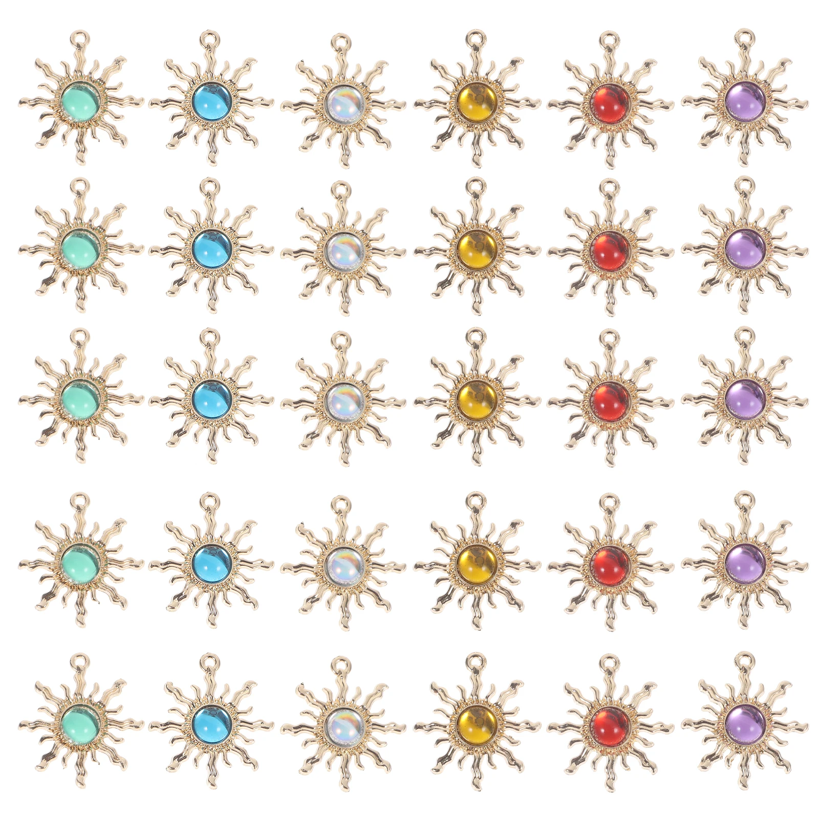 

30pcs Gemstone Sunflower Clear Glass Zinc Alloy DIY Earrings Bracelet Necklace Pendant Charms Jewelry Making Materials Flower
