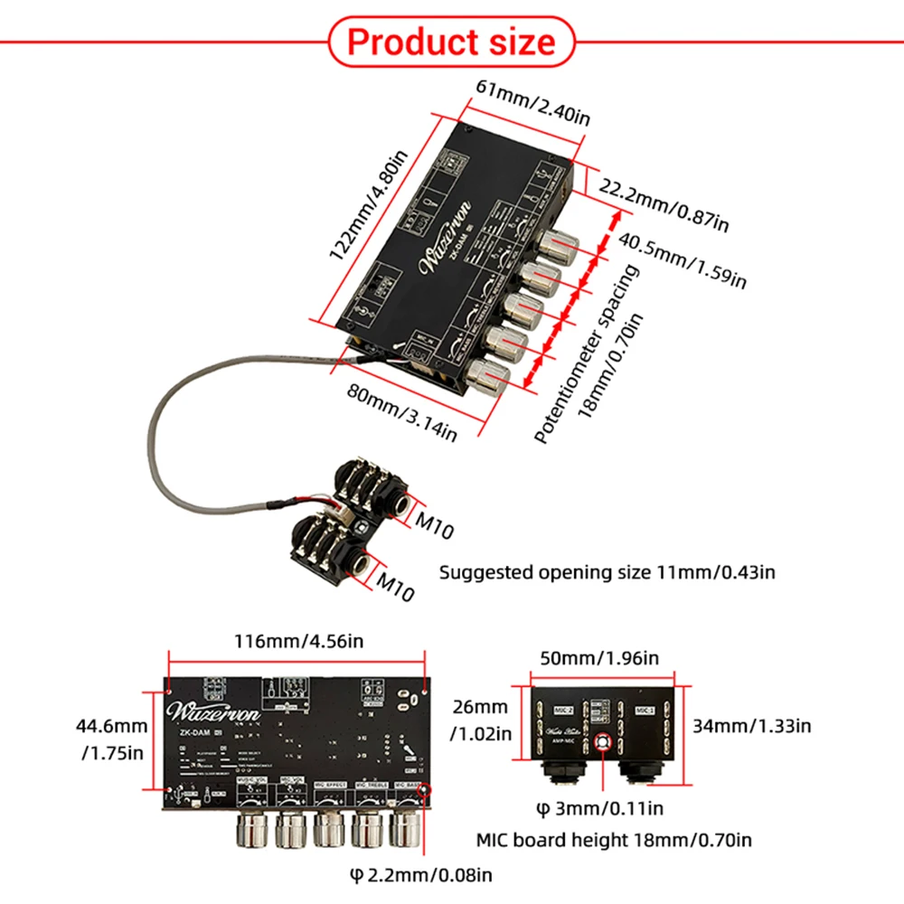 DC 8-36V ZK-DAM-H2 Amplifier Board USB Decoding Board HiFi Stereo